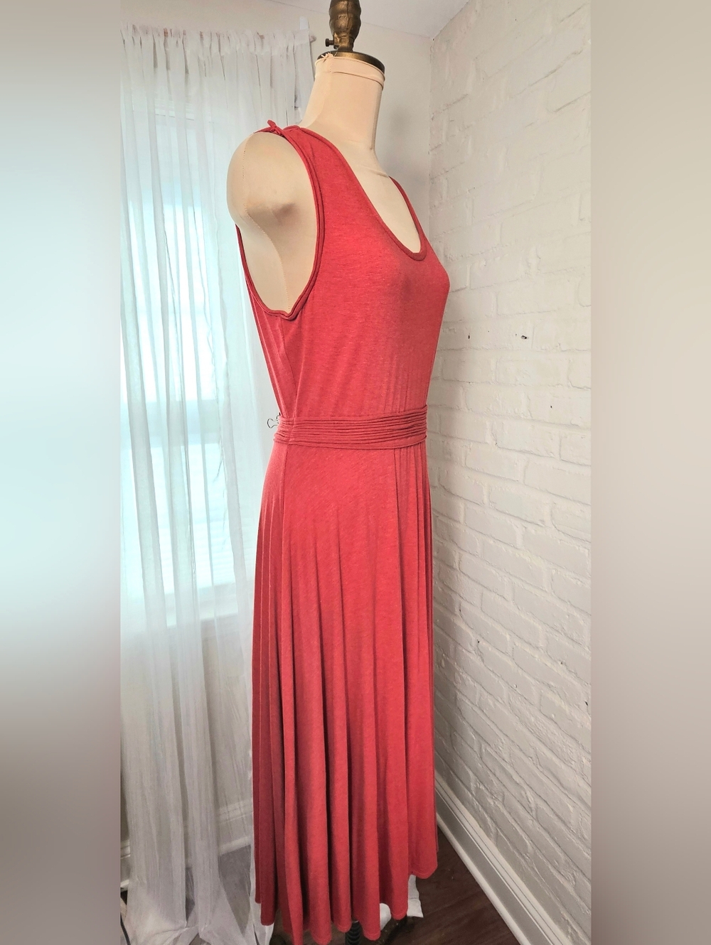 Max Studio Knit Midi Dress Size L NWT Coral Sleeveless Fit & Flare - Picture 3 of 10